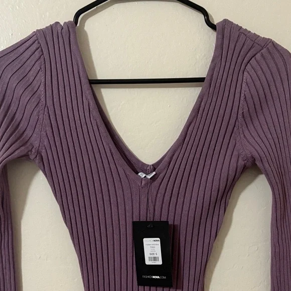 Fashion Nova Lavender Mini Dress Long Sleeve. - Picture 6 of 7
